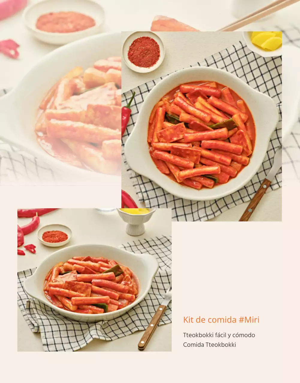 Promover diseños fotográficos de alimentos básicos en naranja y marfil