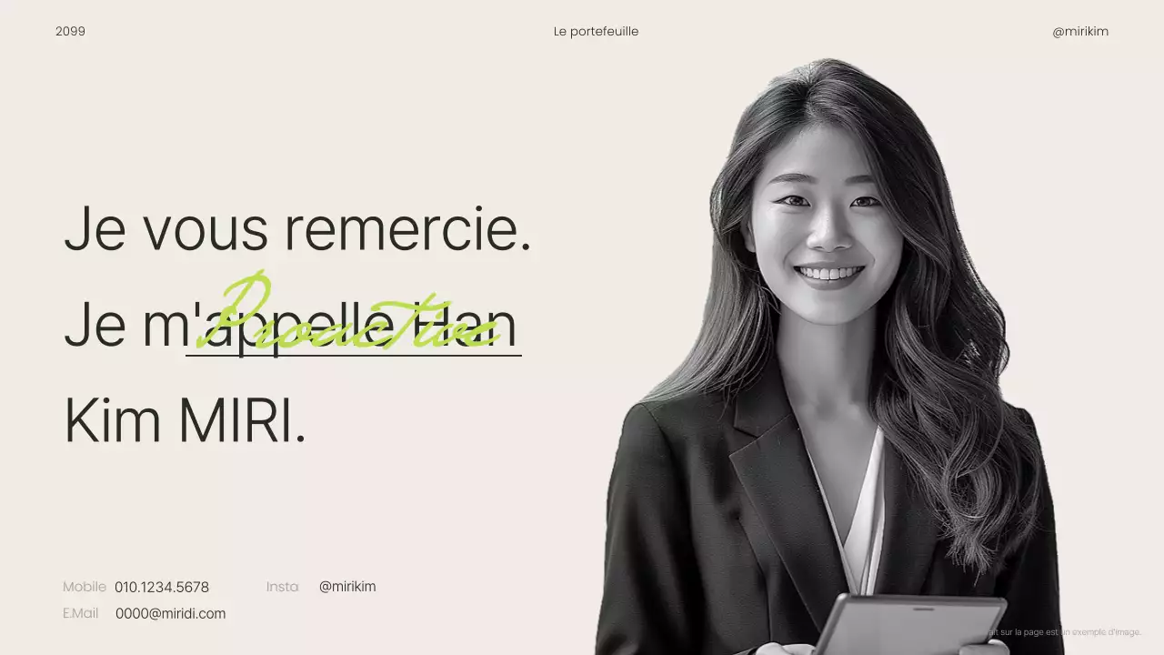 Un portfolio simple à imprimer pour les carriéristes, en vert lime et en noir