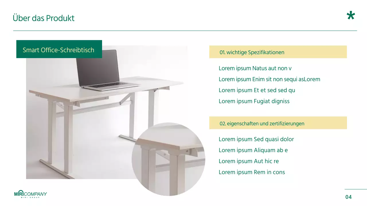 Grün hervorgehobene Produktplanungsberichte