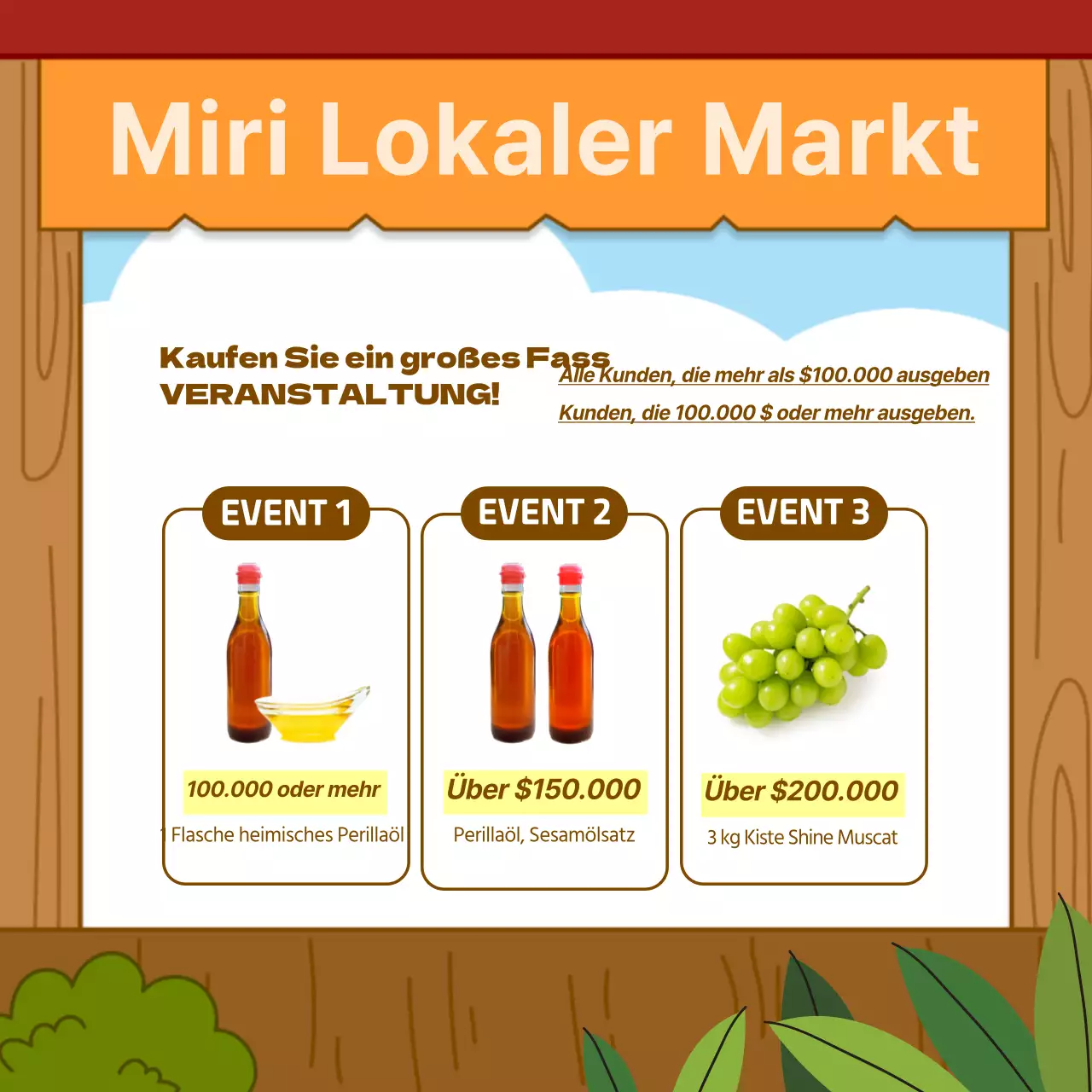 Werben Sie für Ihren orange-braunen Bauernmarkt