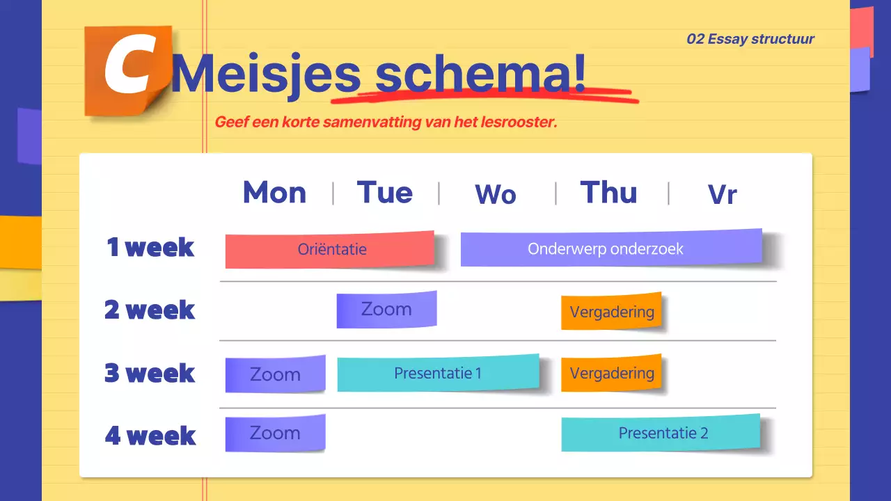 Aankondigingsinformatie gemarkeerd in geel en marineblauw