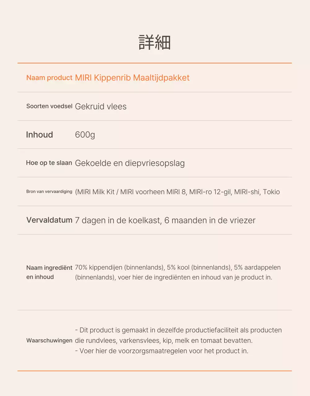 Promoot oranje en ivoorkleurige basismaaltijdpakketten en waar je op moet letten