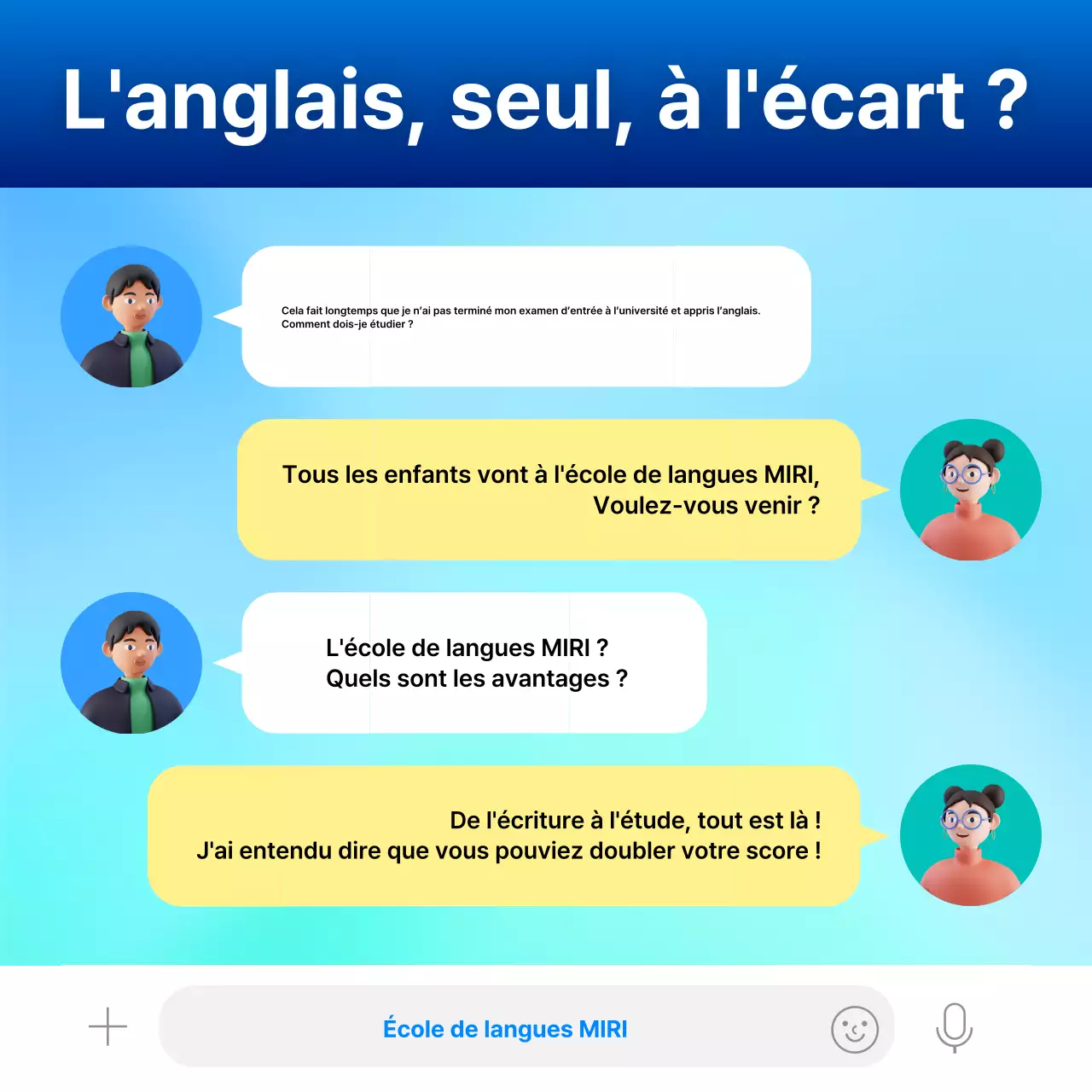Des accents bleus et menthe pour promouvoir les conférences spéciales d'été du TOEIC
