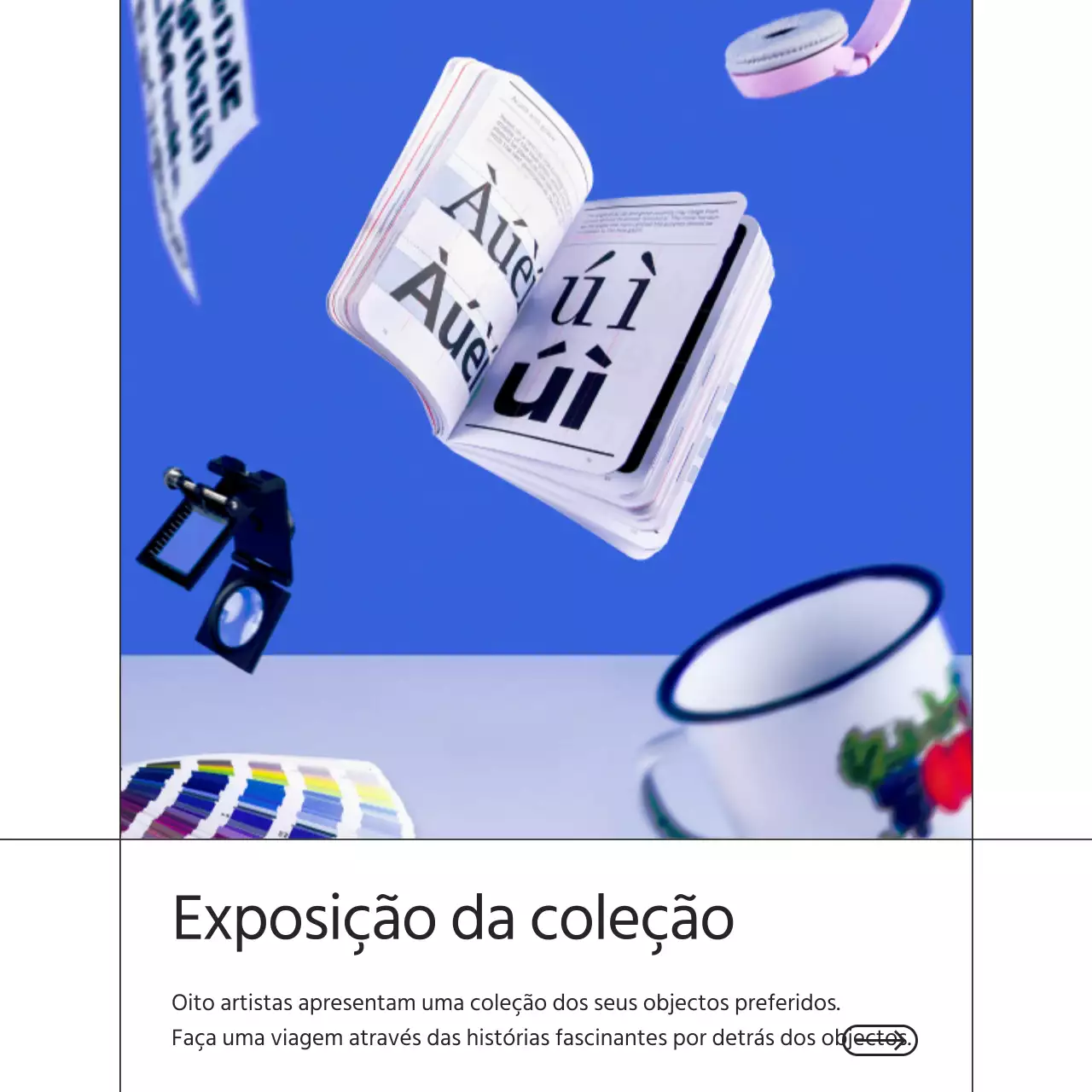 Um posto de promoção de exposições moderno em azul e branco