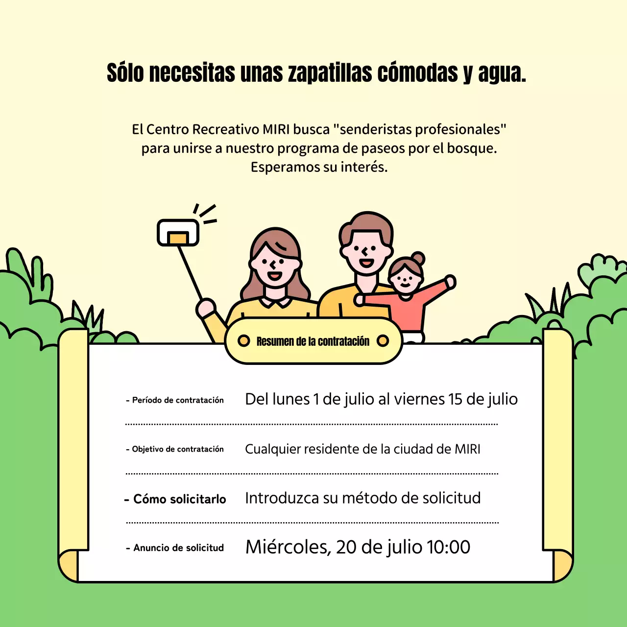 Promover el recorrido a pie curativo amarillo y verde