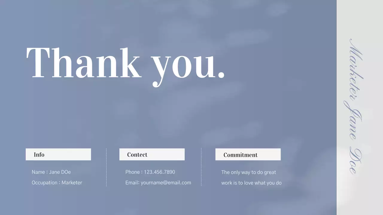 Bản trình bày CV danh mục đầu tư tối giản màu xanh