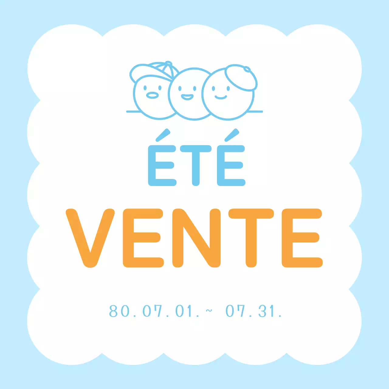 Publicité simple pour les ventes en bleu clair et blanc