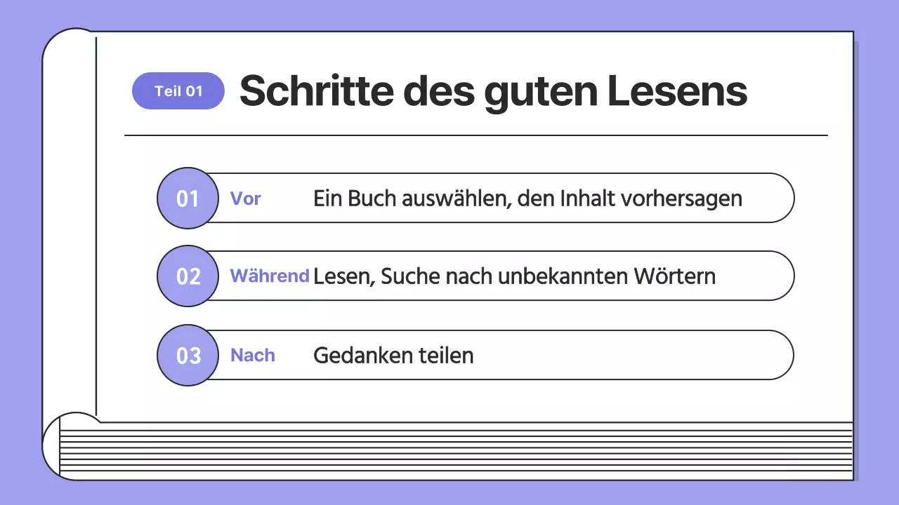 Einfache Lesetrainings in Lila und Schwarz