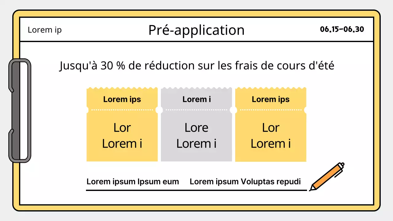 Un plan de cours simple pour les vacances d'été en jaune et bleu