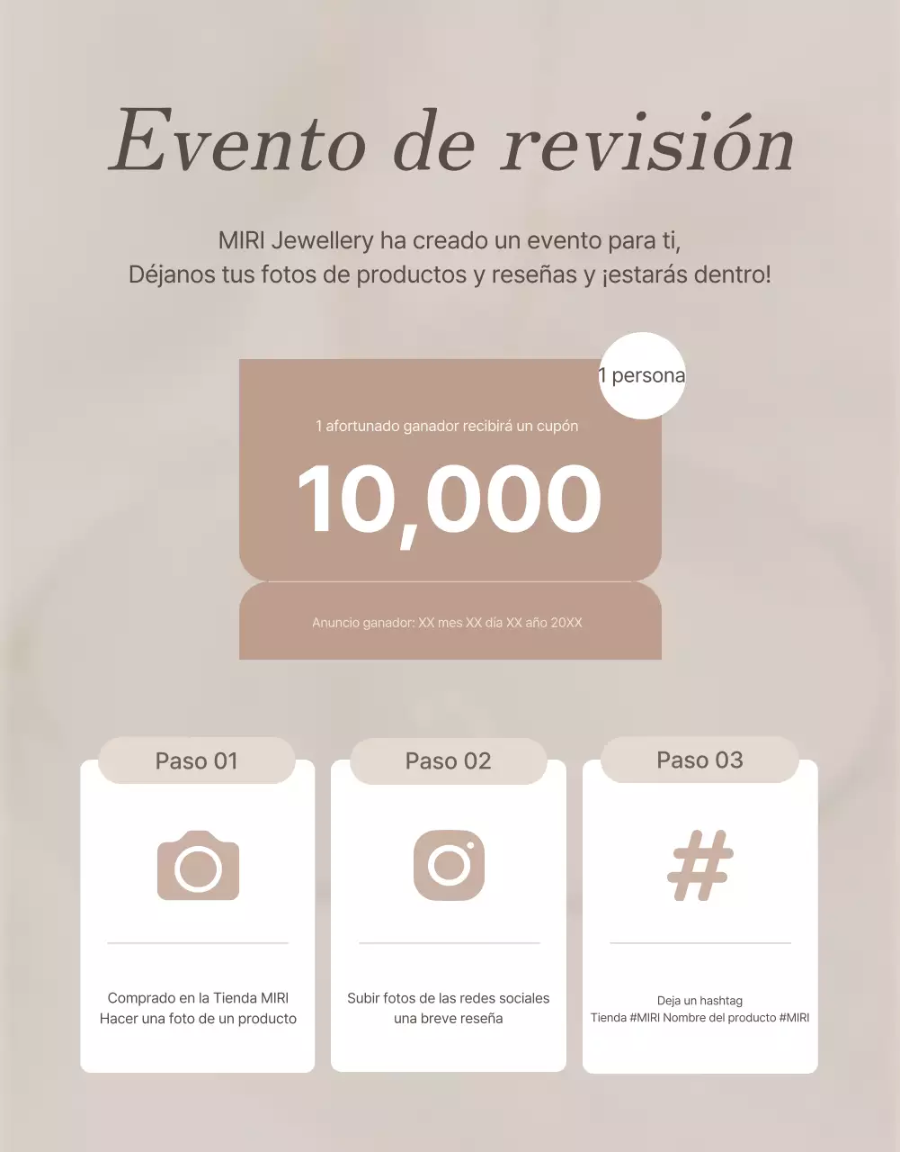 Promocione su página de reseñas de joyas en marrones y beiges