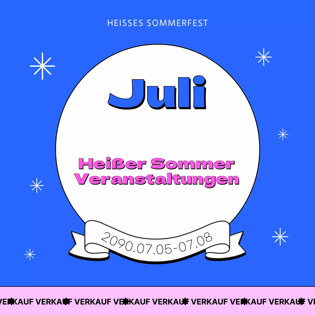 Eine Sammlung von Miniaturansichten von Sommerveranstaltungen mit einem Schwerpunkt auf Hellblau und Pink