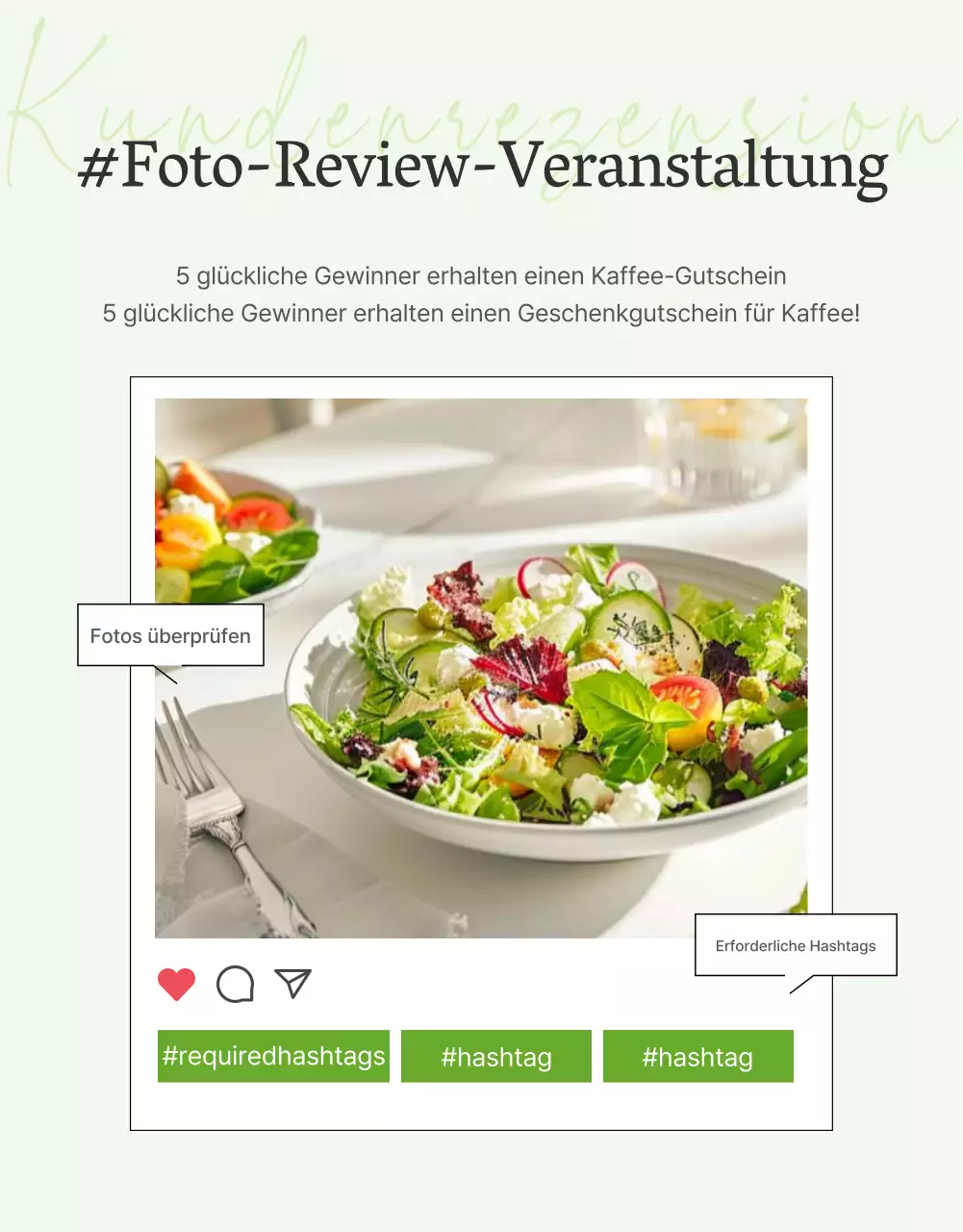 Förderung einer einfachen Salat-Review-Veranstaltung in Weiß und Lotusbohnen