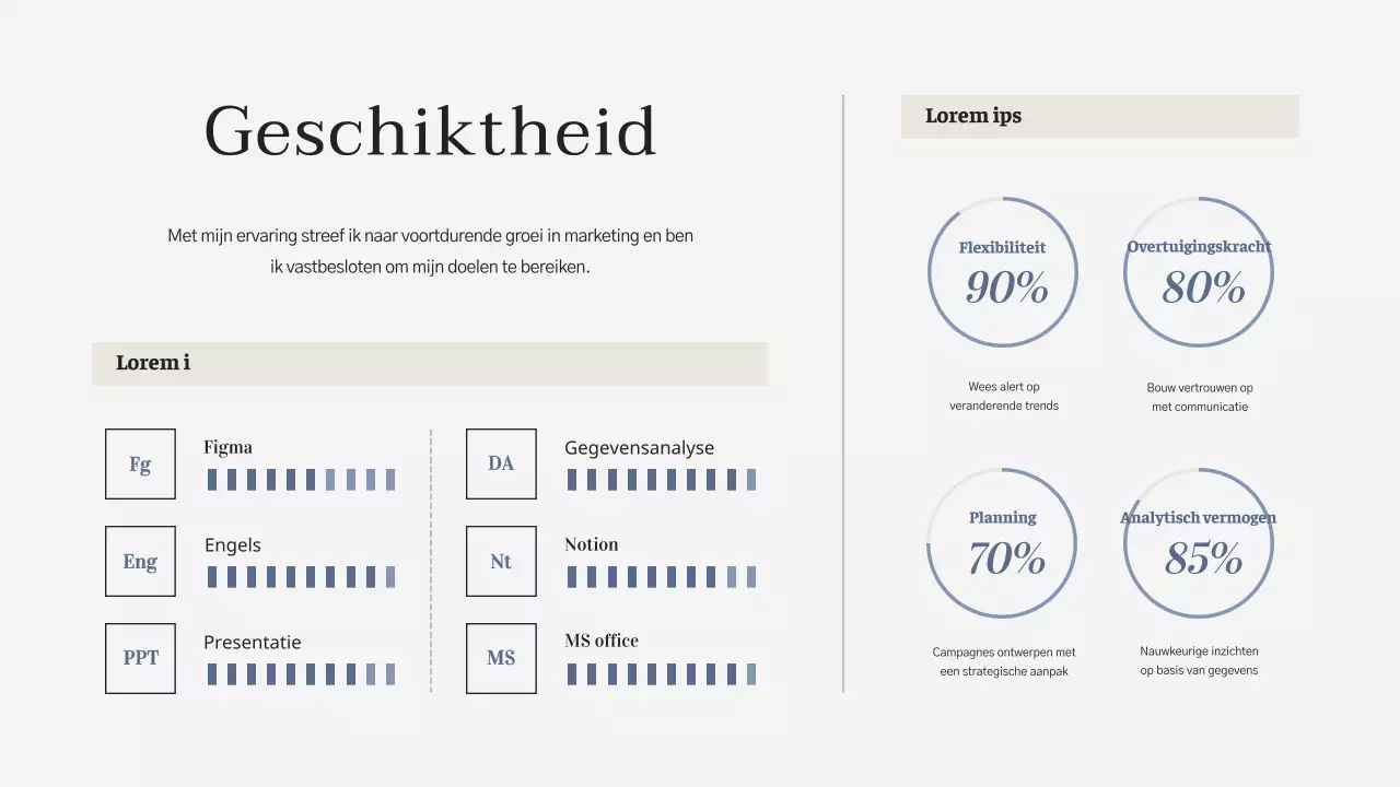 Marineblauwe eenvoudige marketeer professionele job portfolio