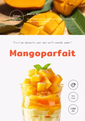 Eenvoudige oranje en gele zomerdessert menu flyer.