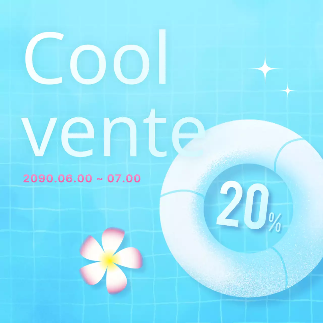 Publicité pour un événement estival de style pop, en menthe et en bleu