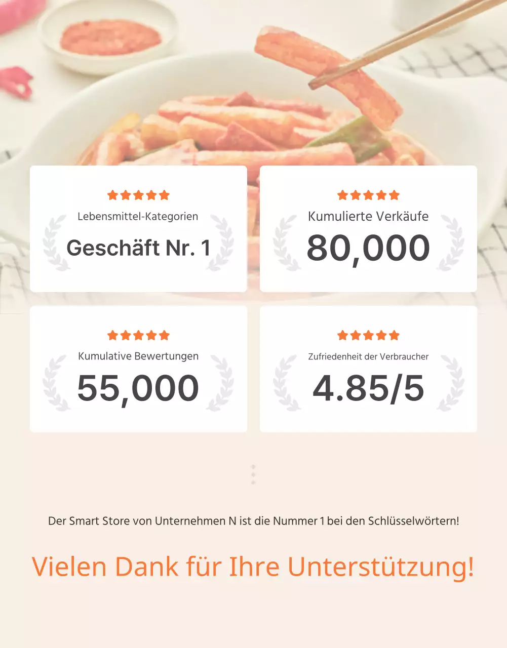 Förderung von Basis-Tteokbokki-Mahlzeitensets in Orange und Elfenbein