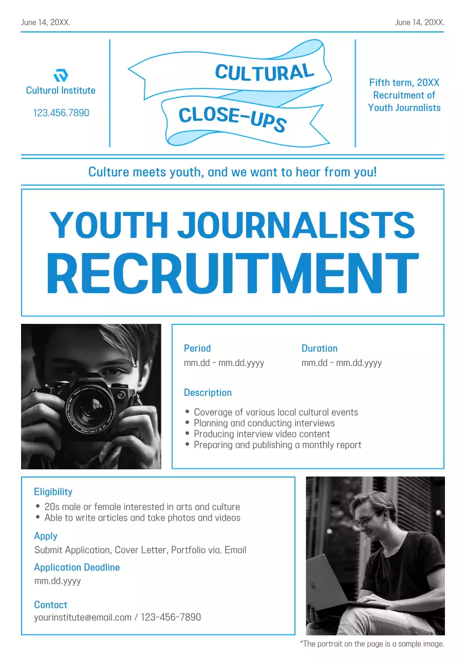 Blue Modern Journalism Recruitment Poster