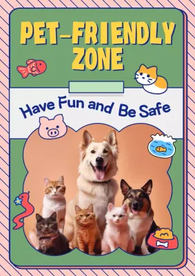 Pink Playful Pet Safety Notice Poster
