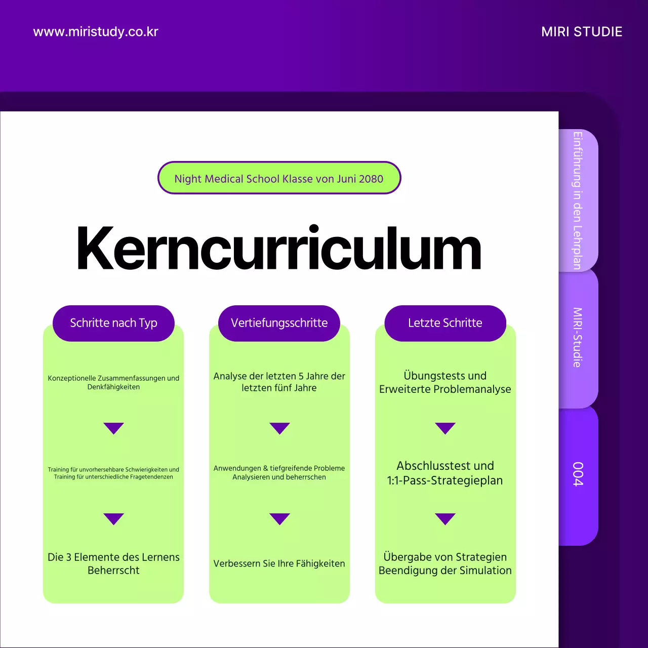 Ein einfacher Schulprospekt in Chartreuse und Lila