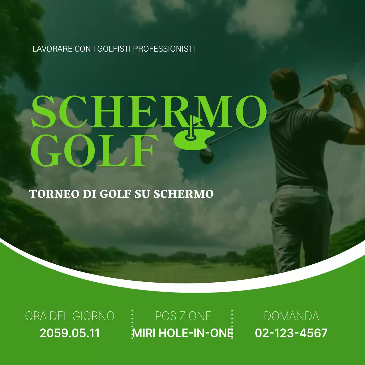 Promuovere un semplice torneo di golf in bianco e chartreuse