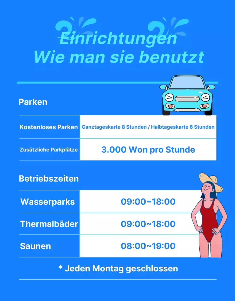 Werbung für einen trendigen Hotel-Wasserpark in Blau