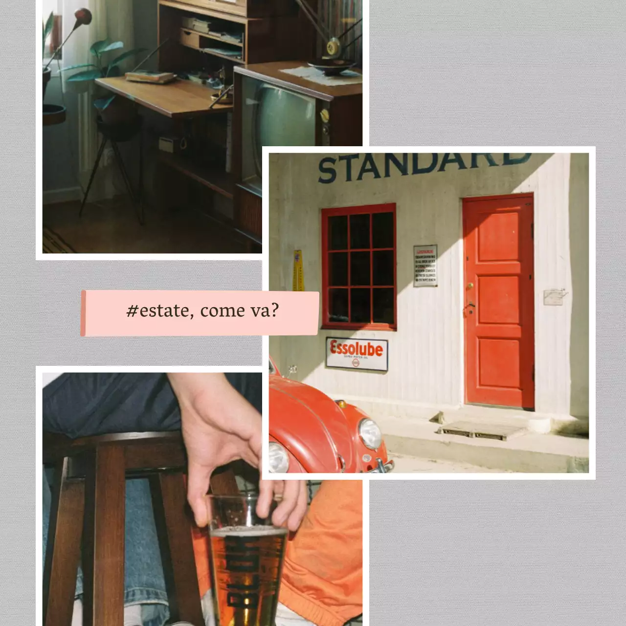 Un post di viaggio vintage per le vacanze estive in rosso e grigio