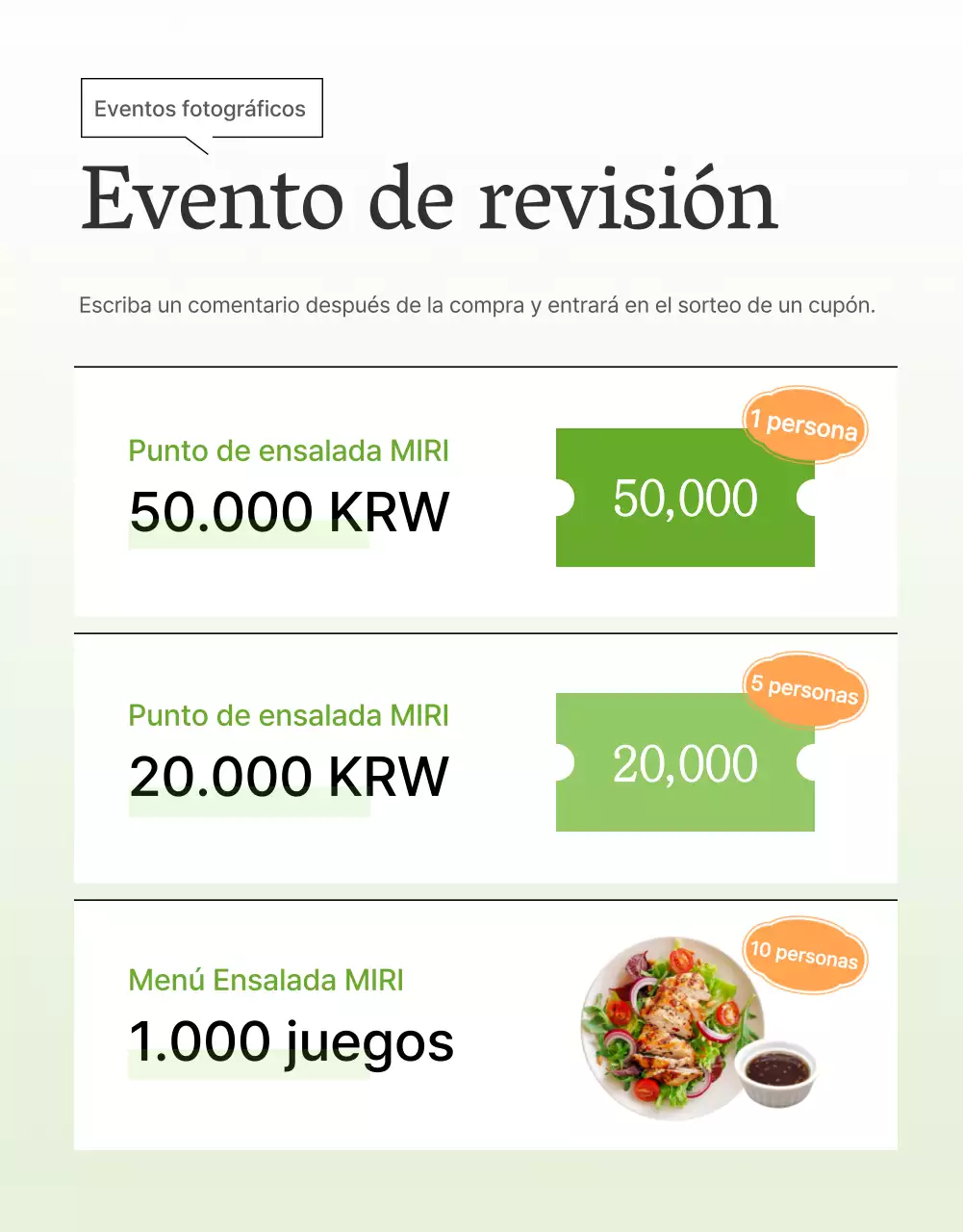 Promover un evento de revisión de ensalada simple en blanco y frijoles de loto