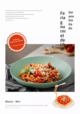 Blanco sencillo nuevo menú de verano publicidad