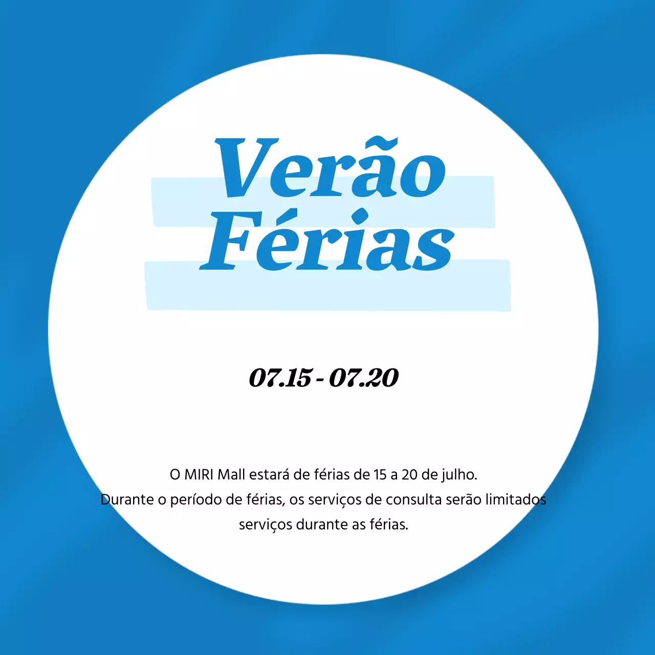 Um simples anúncio de férias de verão em azul e branco