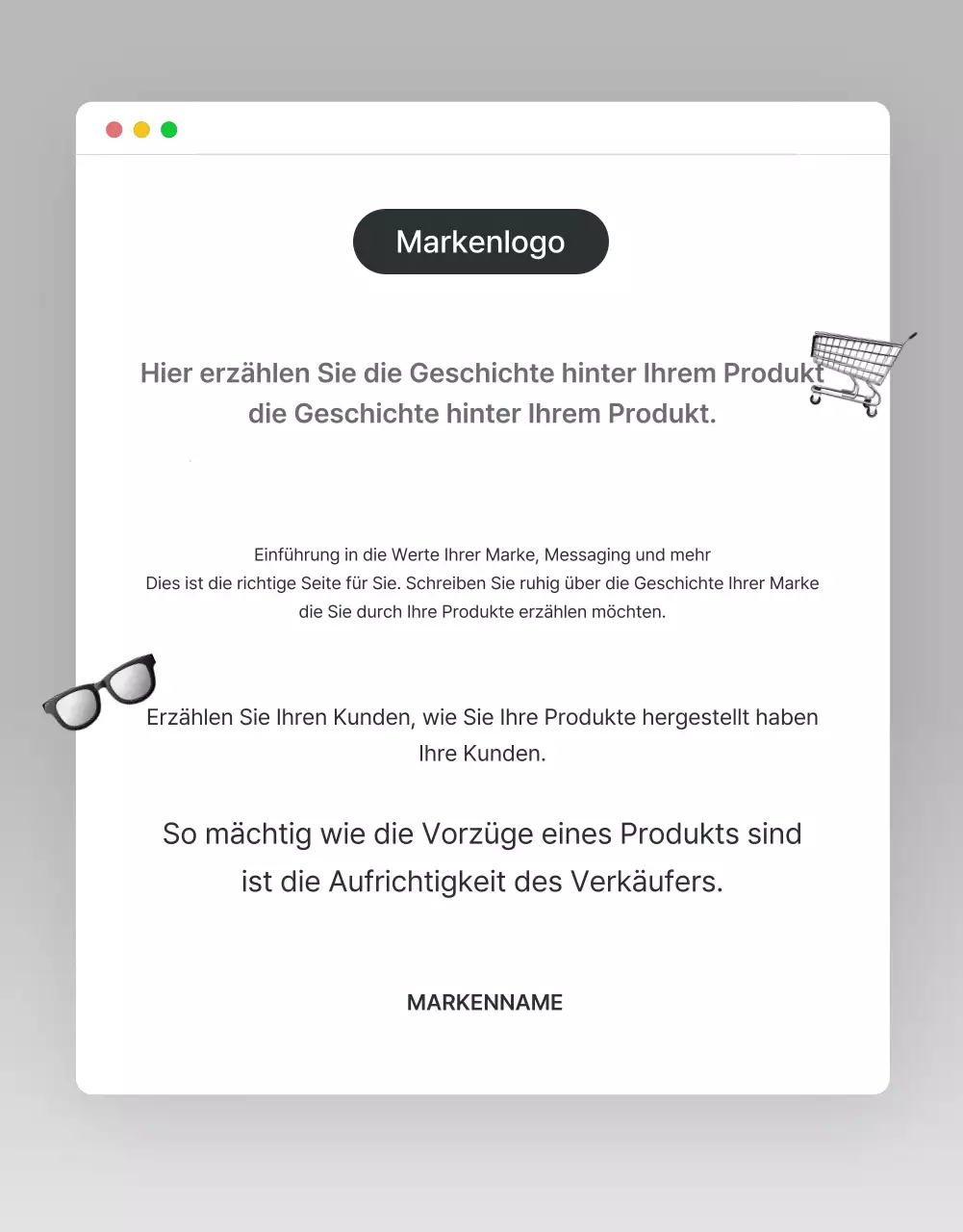 Bewerben Sie Ihre Intro-Seite in einem trendigen Mode-Einkaufszentrum in Grau und Hellblau