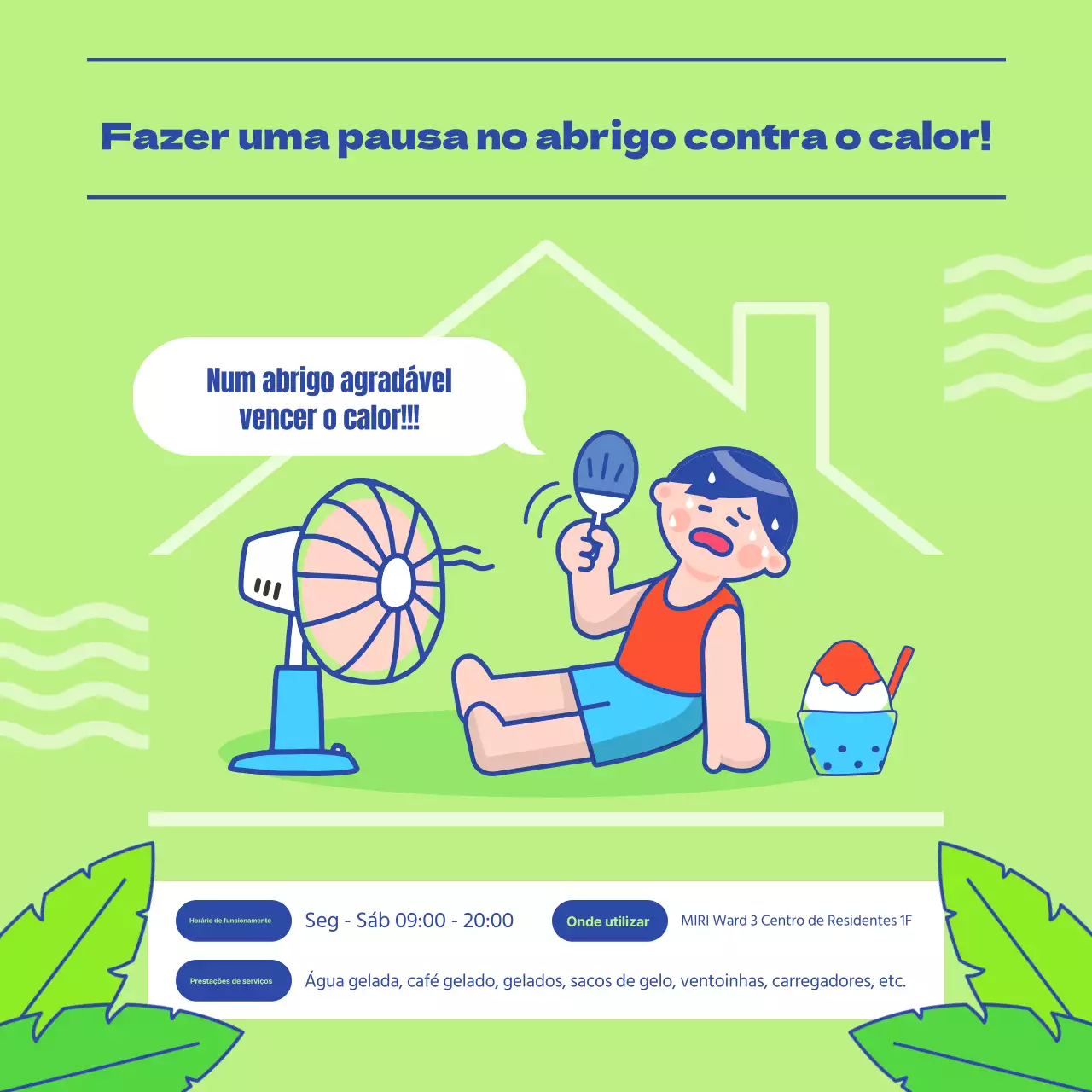 Promover um bonito abrigo térmico em azul-marinho e chartreuse