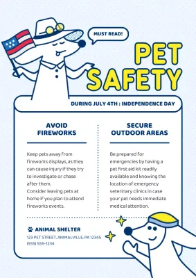 Blue Simple Pet Safety Guide Poster