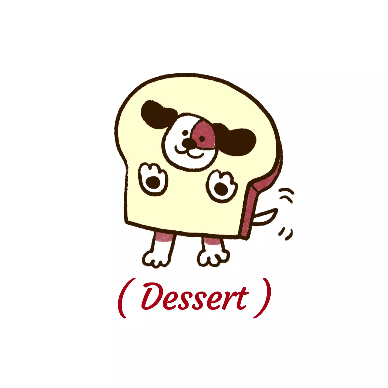 Illustrations de desserts rouges et bleus sur des marchandises de café