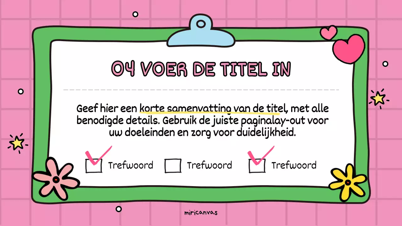 Een schattige roze en groene educatieve promotie