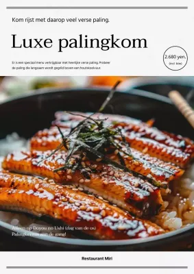 Eenvoudige zwart-wit flyer ter promotie van de aal.