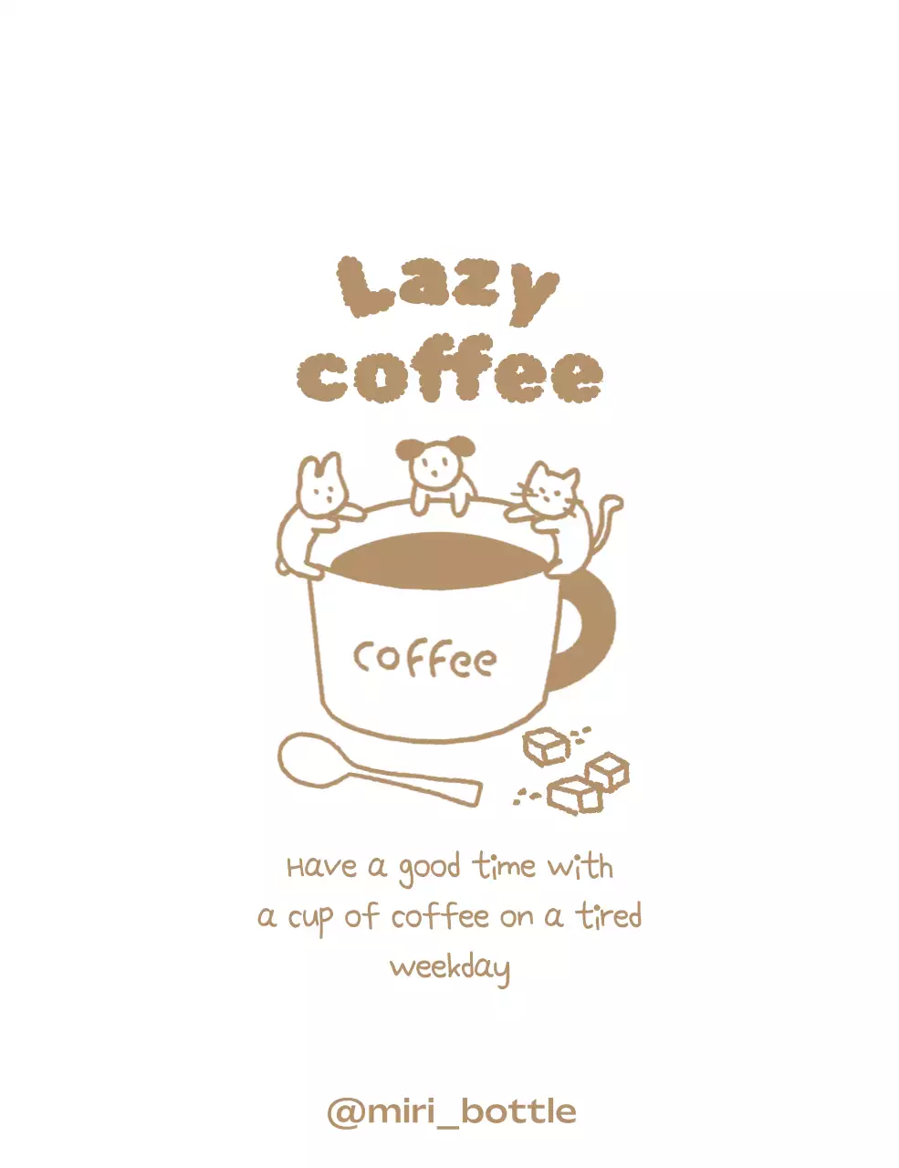 귀여운 동물들과 커피잔 낙서 컨셉