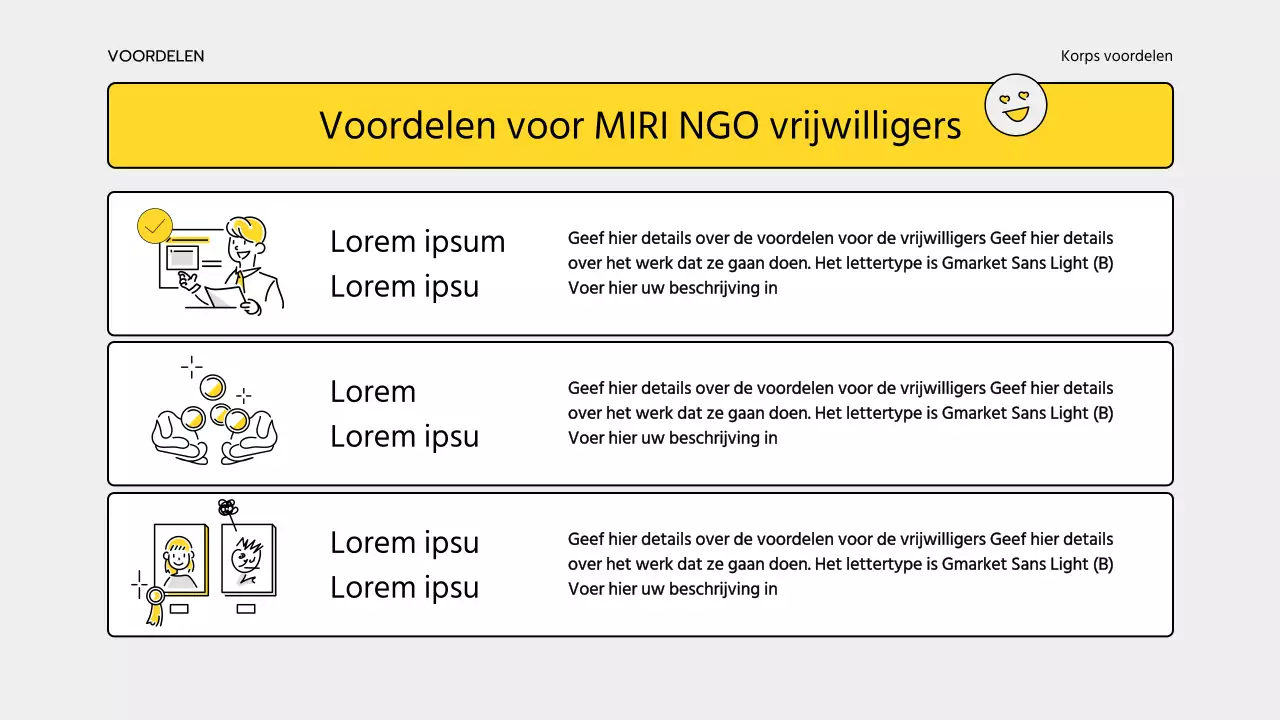 Eenvoudig geel en grijs trainingsmateriaal voor korpsen
