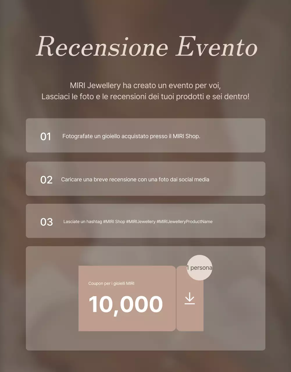 Promuovete la vostra pagina di recensioni di gioielli in marrone e beige