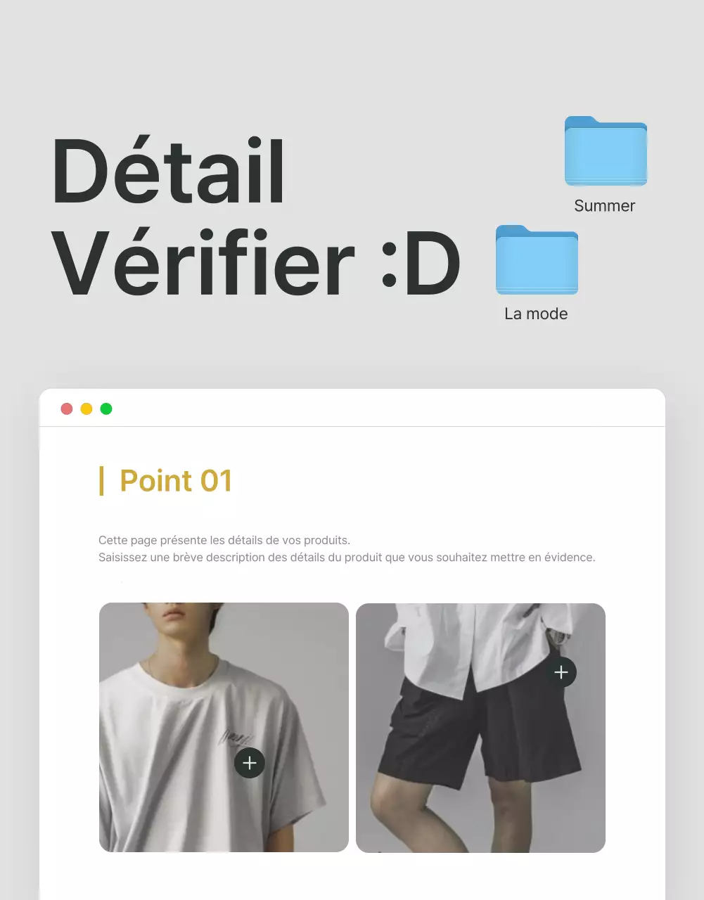 Promouvoir les descriptions et les détails dans un centre commercial à la mode gris et bleu clair
