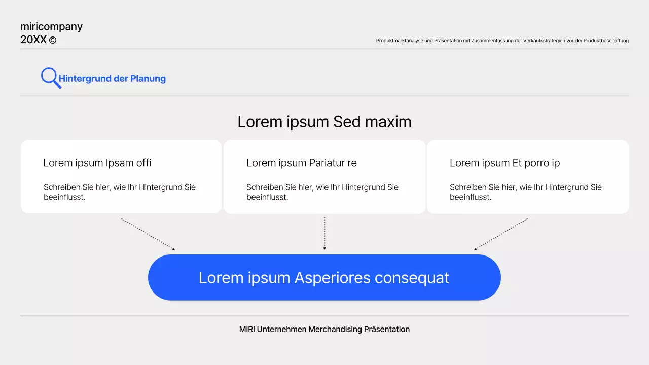 Ein einfacher Produktplanungsbericht in Blau und Grau