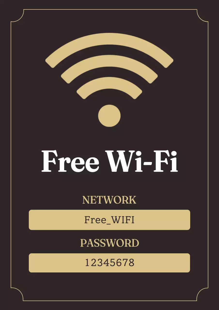 Black Minimal Wi-Fi Notice Poster