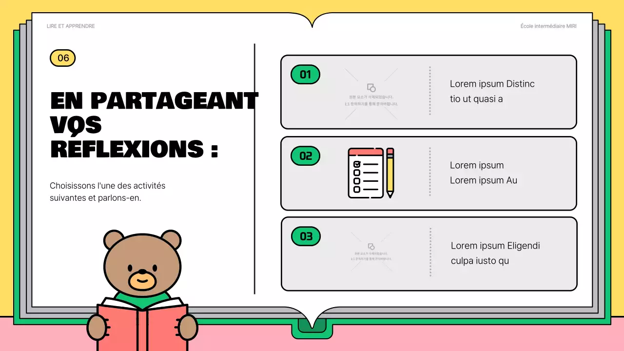 Mignon matériel de lecture rose et vert