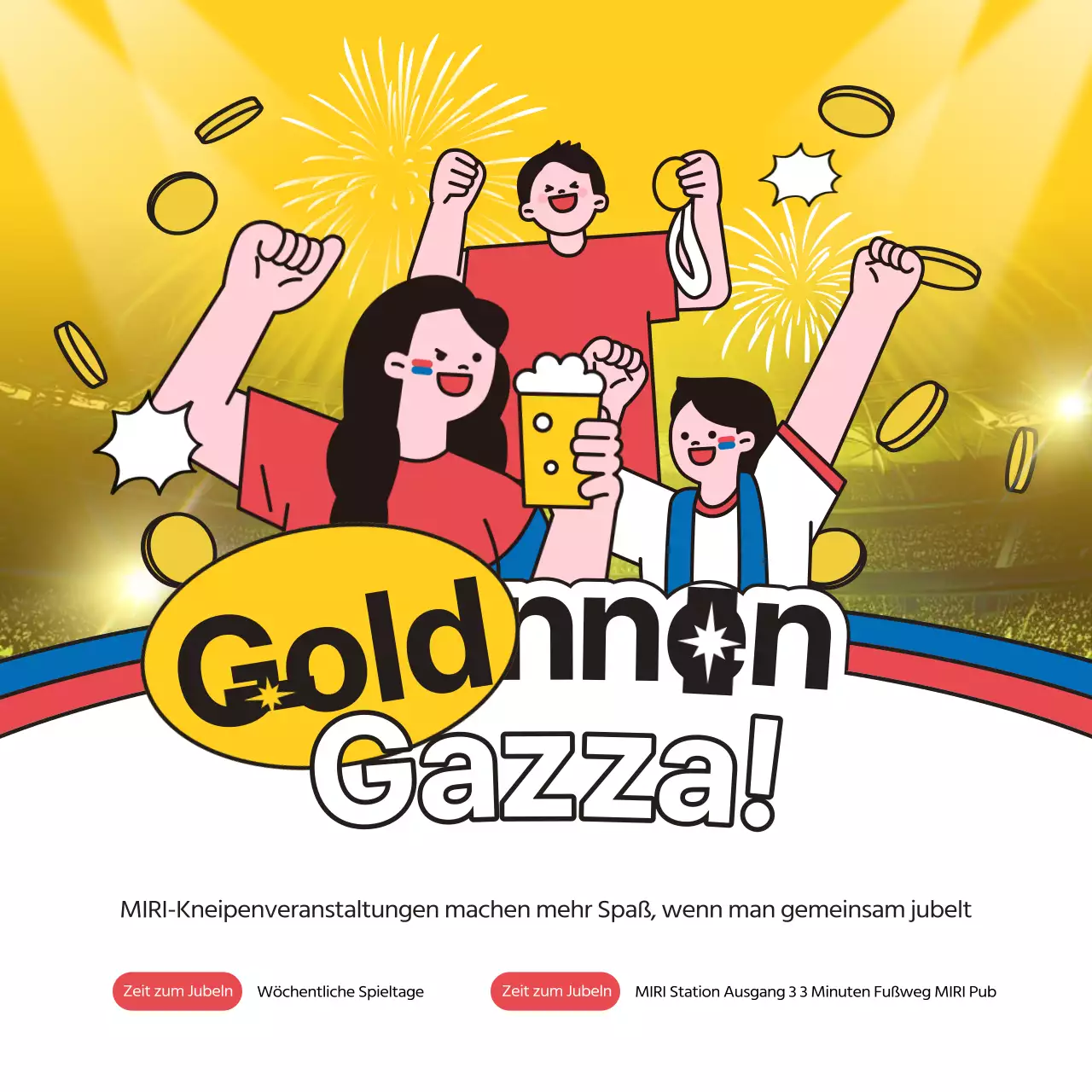 Werben Sie für Ihr gelb-rotes Korea Cheer Event