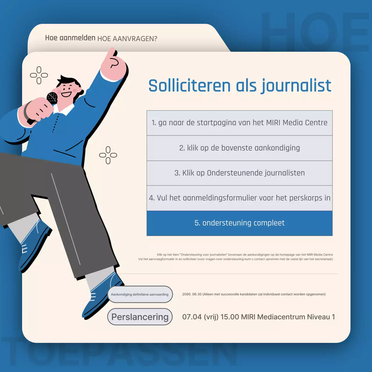 Een eenvoudige campagne voor studentenjournalistiek in blauw en ivoor