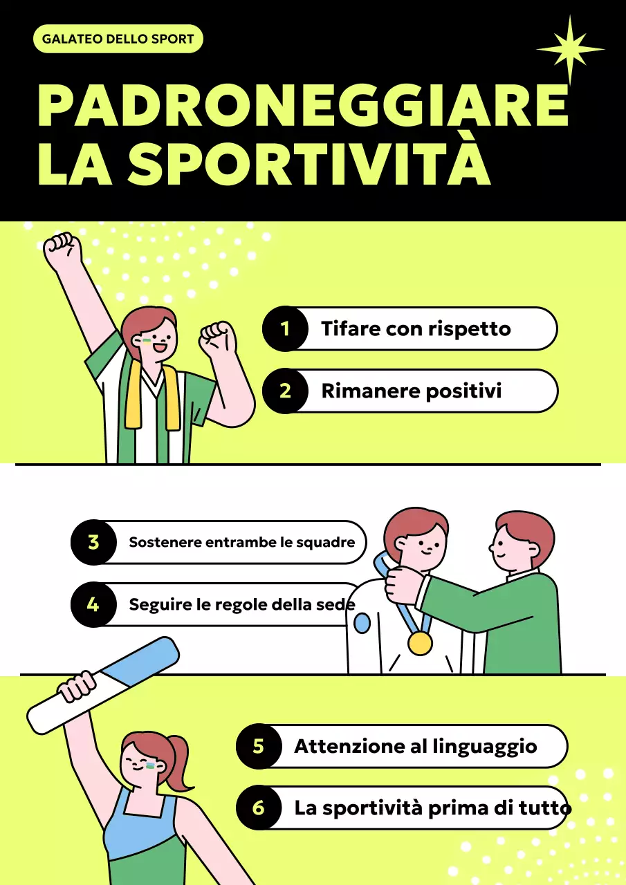 Semplici consigli di galateo sportivo in nero e chartreuse