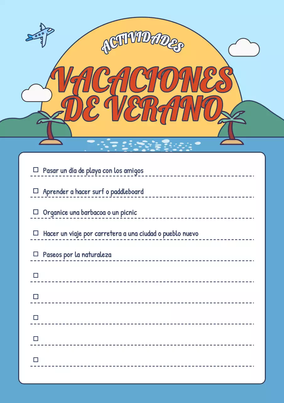 Bonito bloc de notas amarillo y azul para las vacaciones de verano