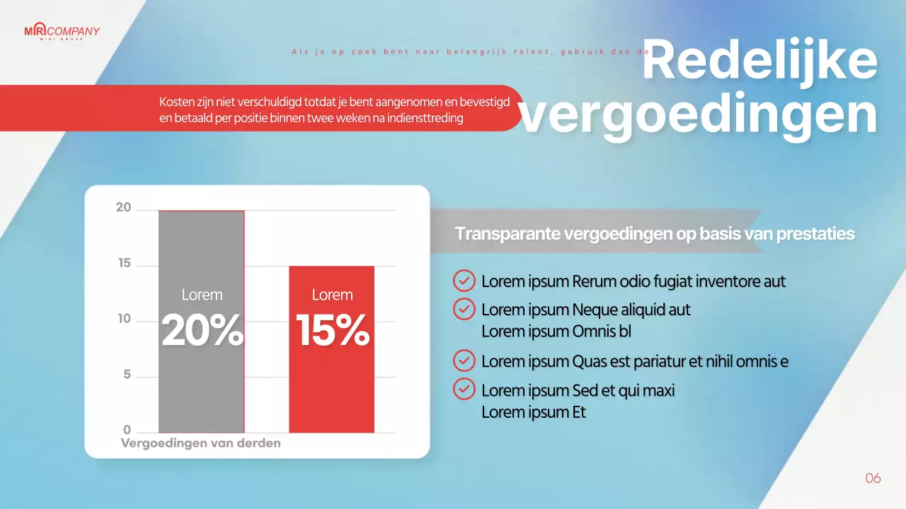 Headhunting-voorstel gemarkeerd in lichtblauw en rood