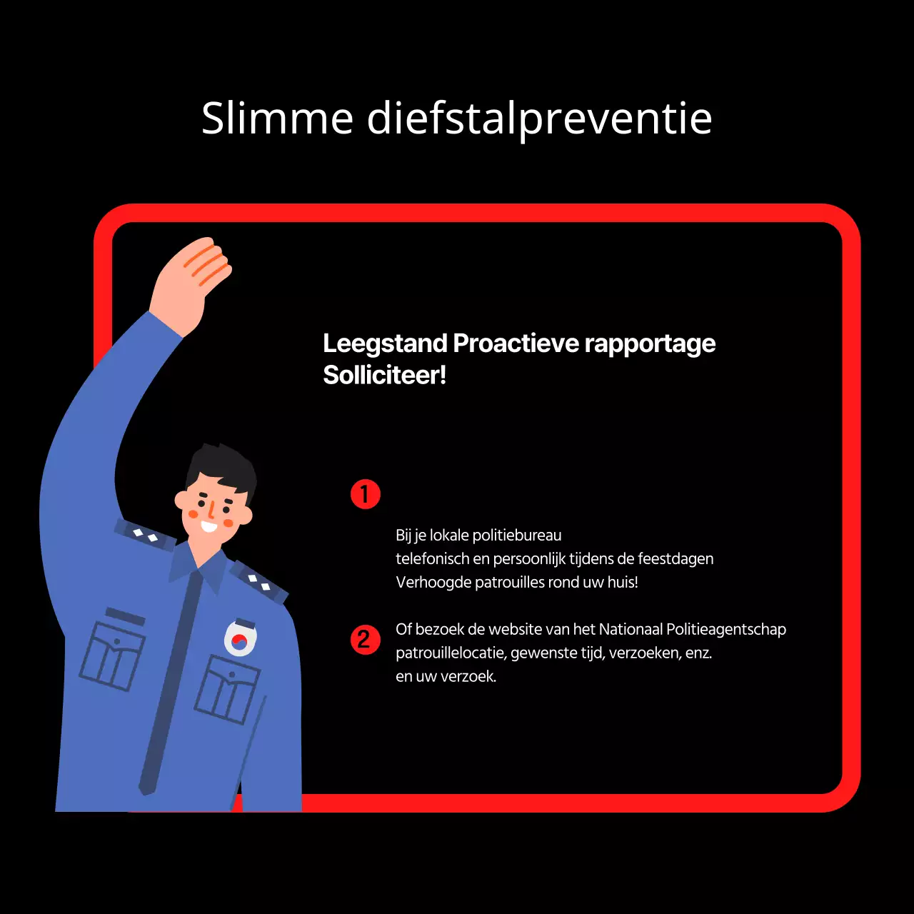 Veiligheidstips voor vakantiediefstal in rood en zwart gemarkeerd