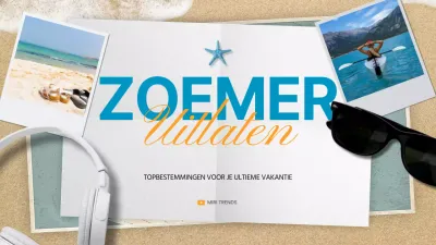 Natuurlijke zomervakantiebestemmingen in lichtblauw en oranje