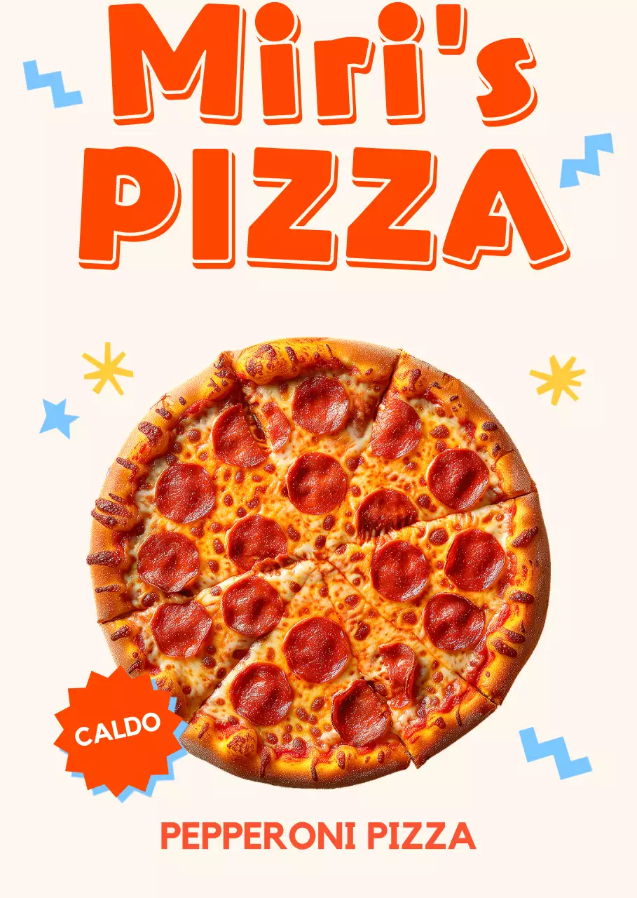 Poster tridimensionale per pizza con design pop